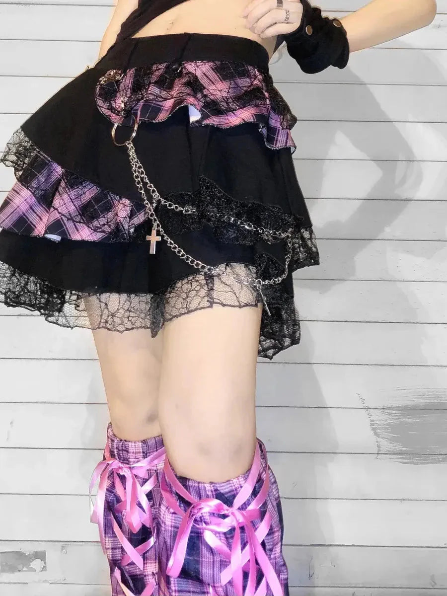 Kawaii Pink Lace Tu Tu Skirt B2282