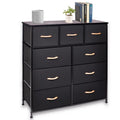 Black 9 Drawer Fabric Dresser Storage Tower D856