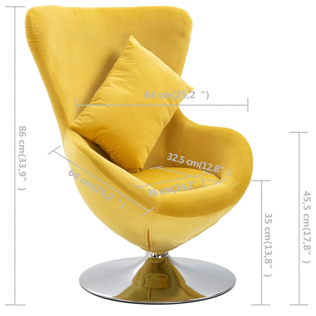 Swivel Egg Chair with Cushion Yellow G4676
