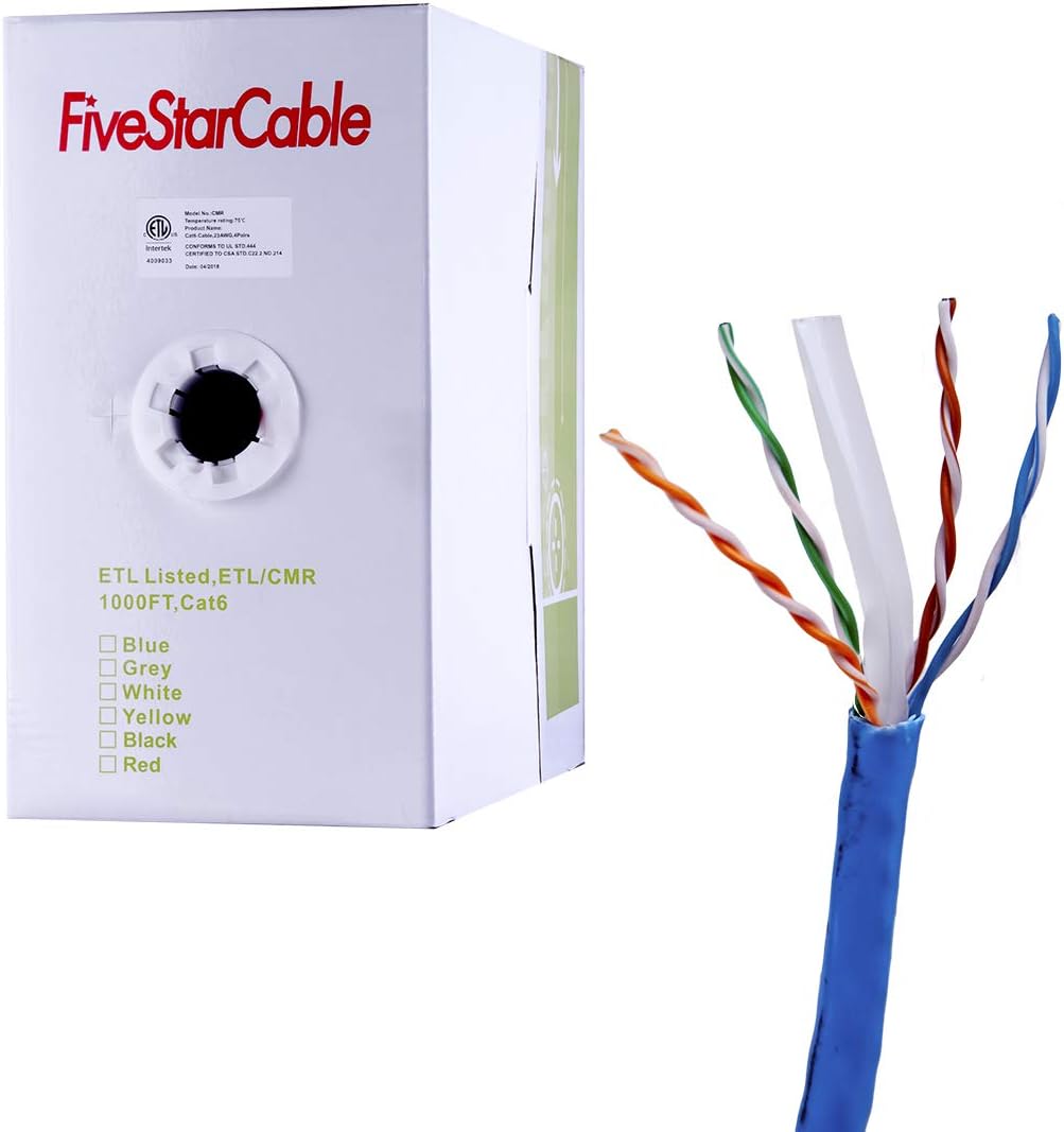 Cat6 1000ft 23AWG Bare Copper UTP Ethernet Cable White O52258