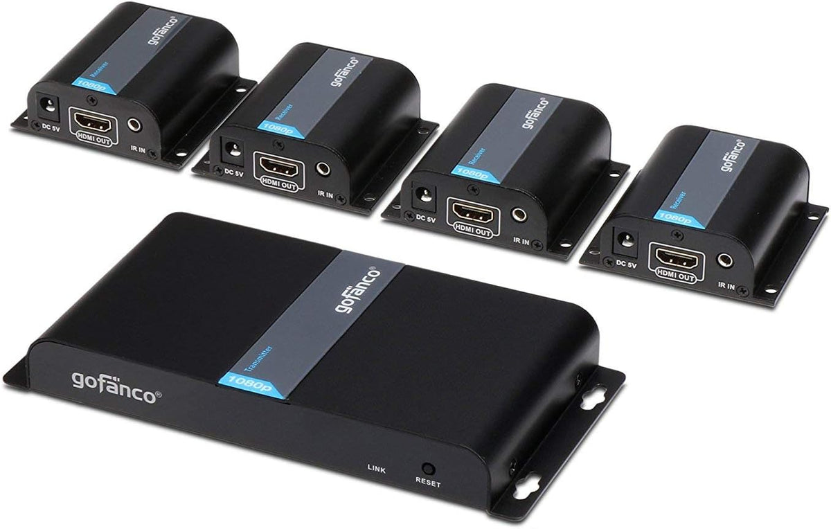 1080p 1x4 4 Port HDMI Extender Splitter Over CAT5e/CAT6/CAT7 Ethernet Cable Y50371