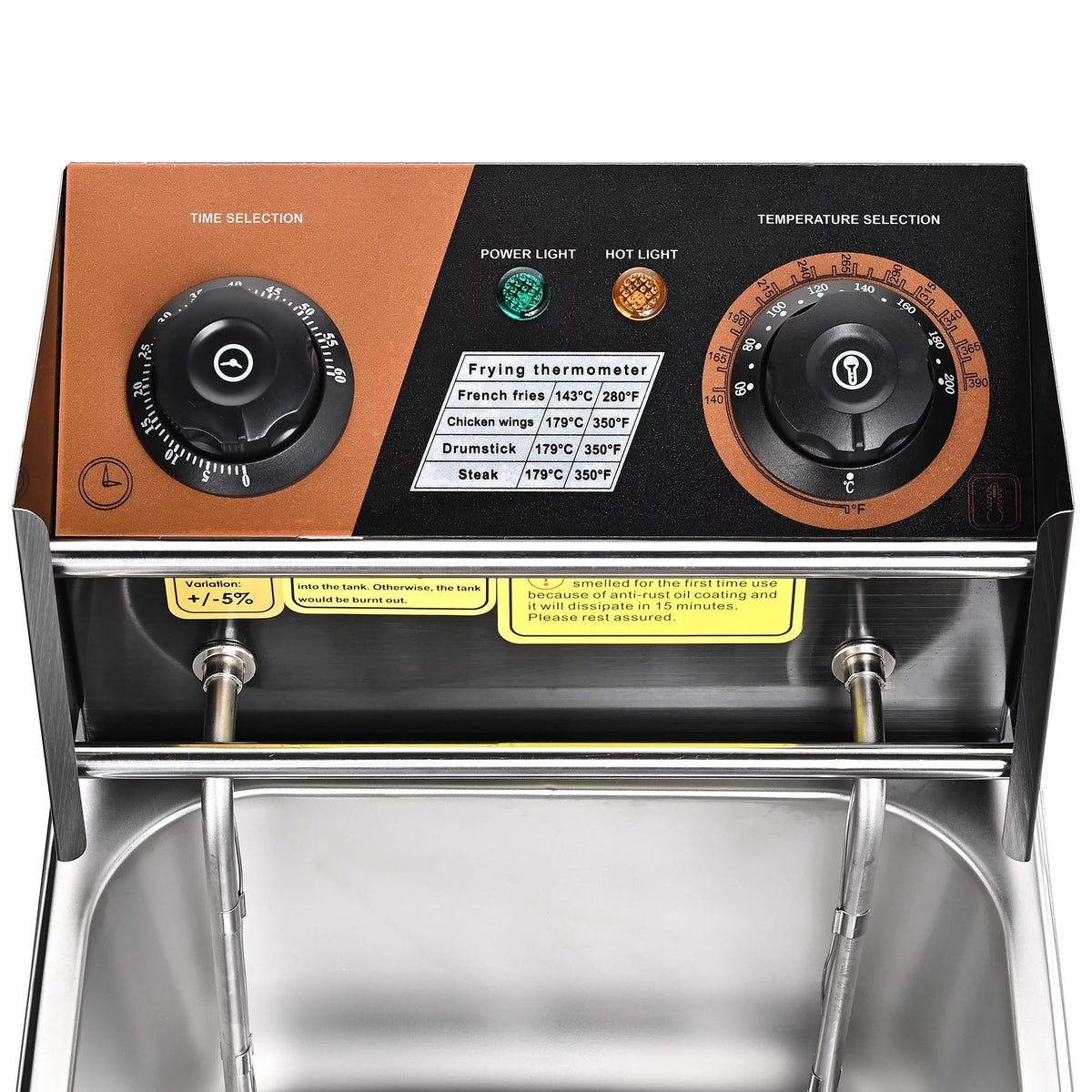 Commercial Electric Stainless Steel Deep Fryer with Basket & Lid T956