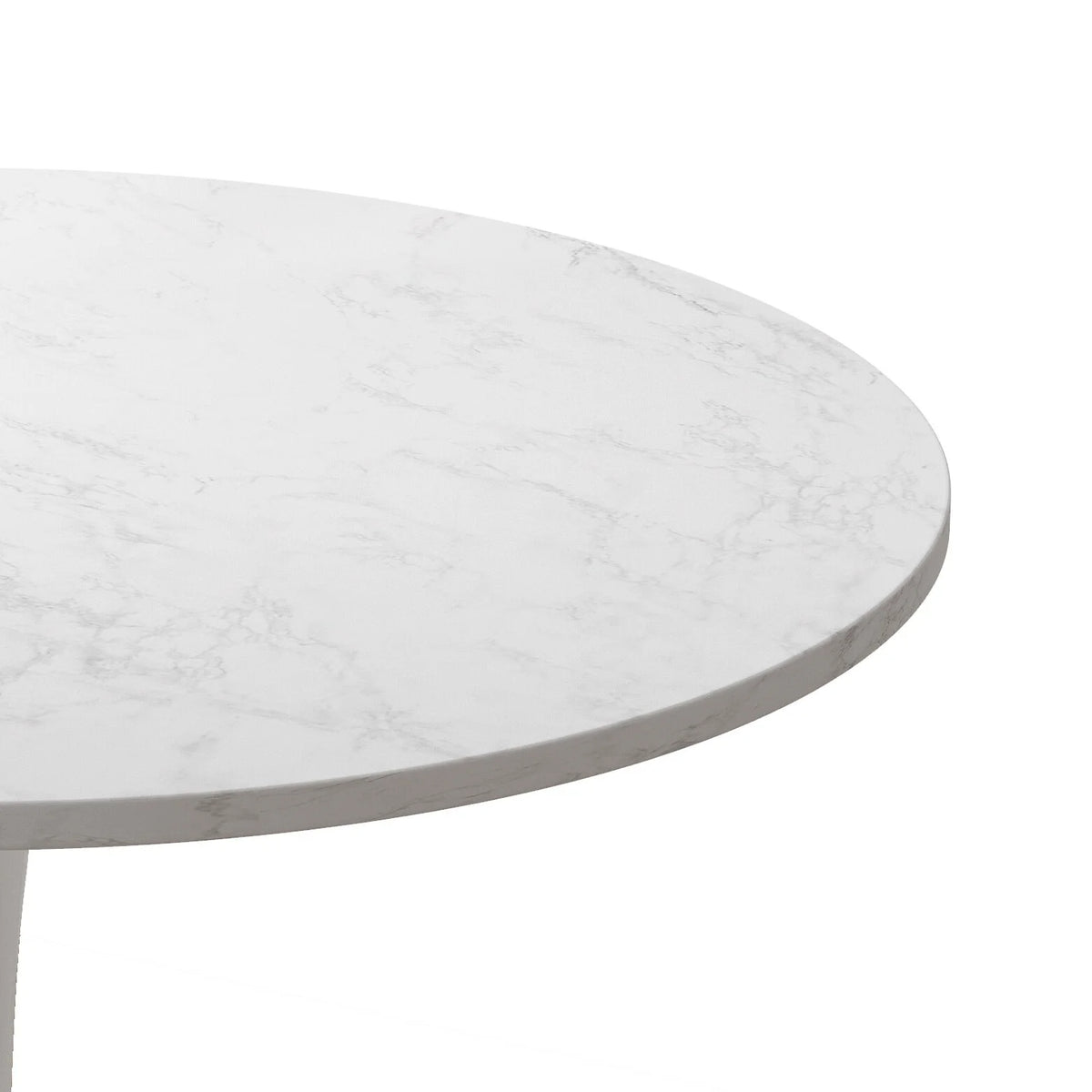 32" Round Marble White Dining Table with Metal Base E422964