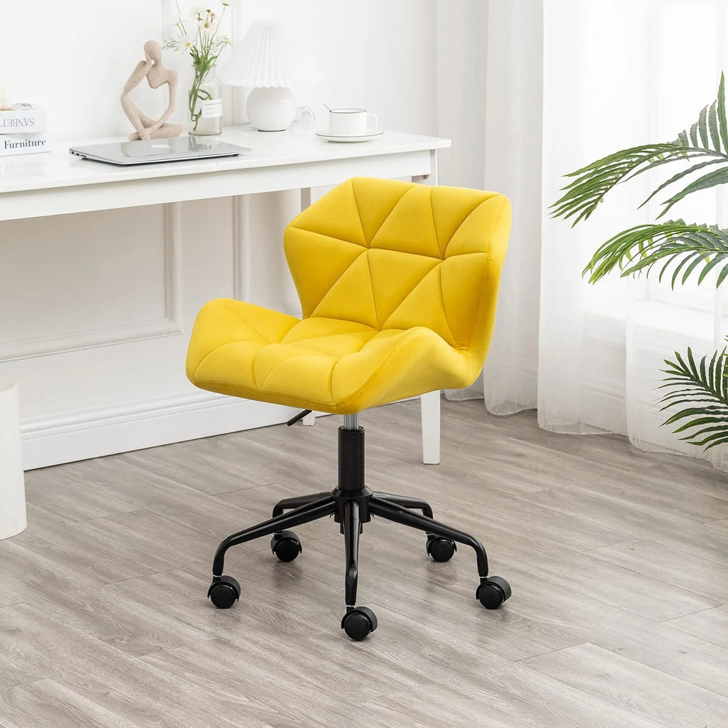 Yellow Tufted Adjustable Swivel Office Chair Z821401