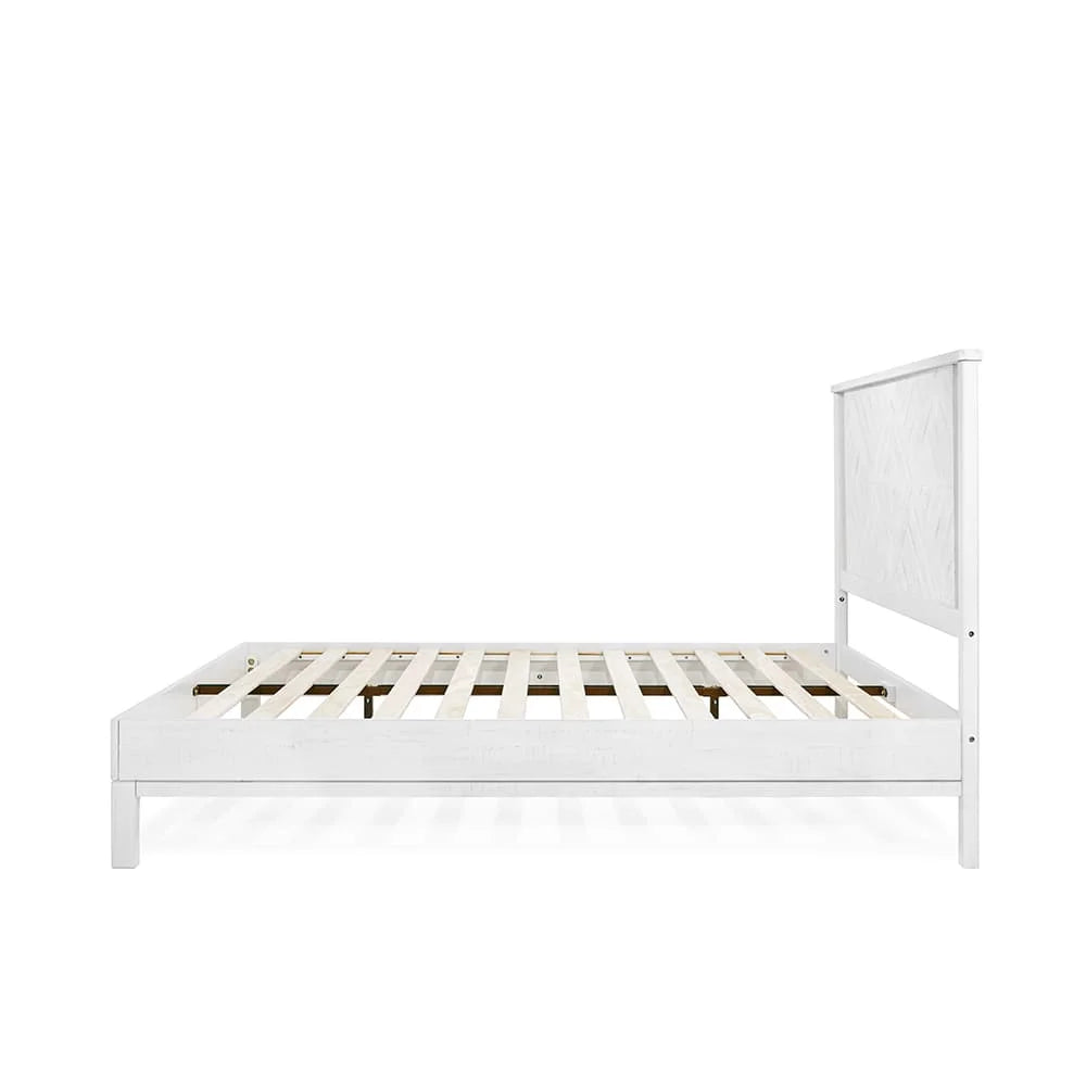 Queen Platform Bed Frame with Headboard Solid Wood Black H751366
