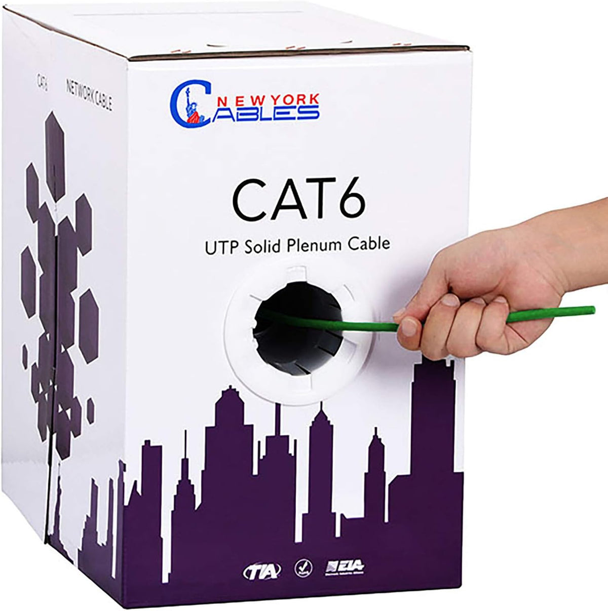 CAT6 Plenum Cable 1000ft 23AWG Solid Conductor 550MHz 4Pair 10GB UTP Yellow N77569