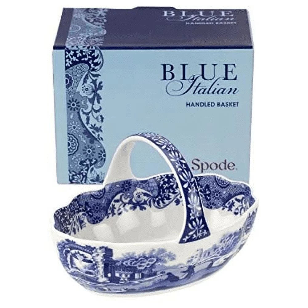 Blue Italian Small Handled Basket P454