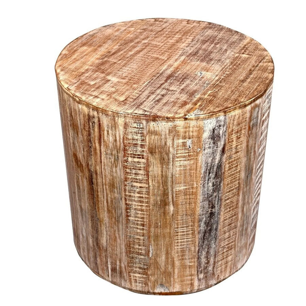Reclaimed Wood 18 inch Round Side Table V1986
