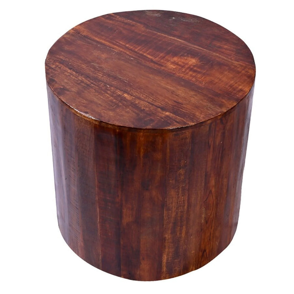 Reclaimed Wood 18 inch Round Side Table V1986
