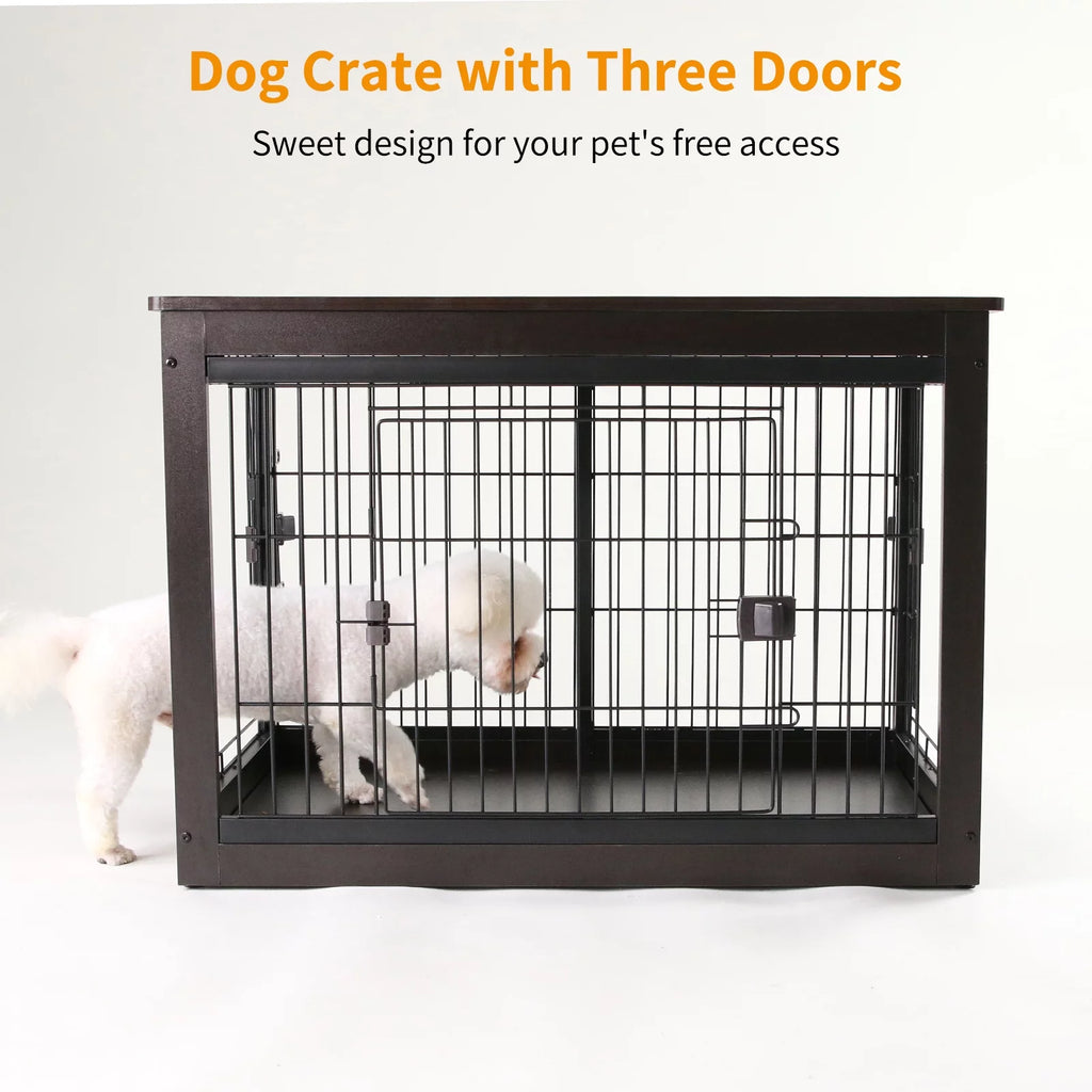 Black Dog Crate Furniture with Dog Mat G131
