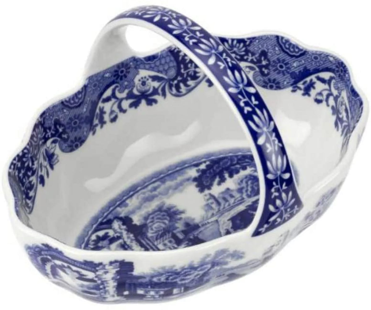 Blue Italian Small Handled Basket P454