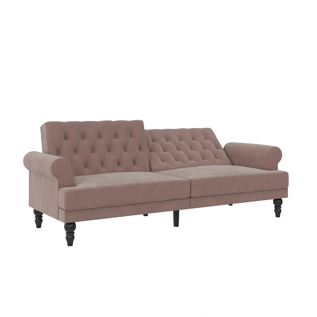 Blush Velvet Upholstered Futon D336