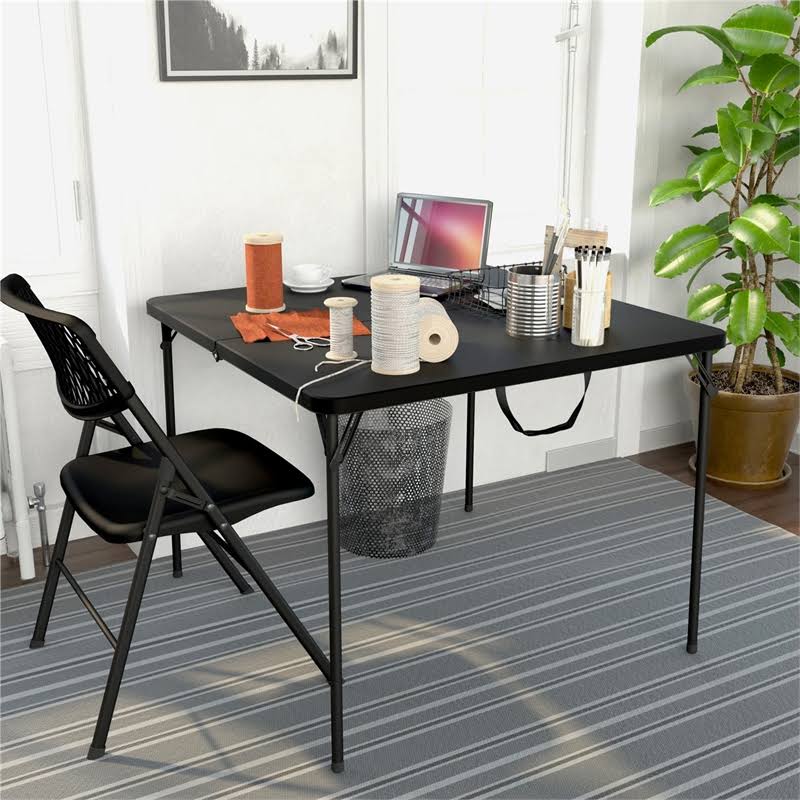 Black Resin Fold-in-Half Card Table N412256