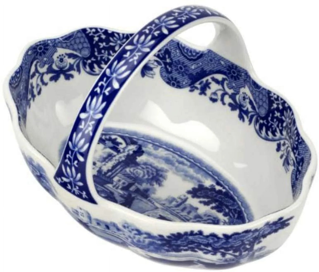 Blue Italian Small Handled Basket P454