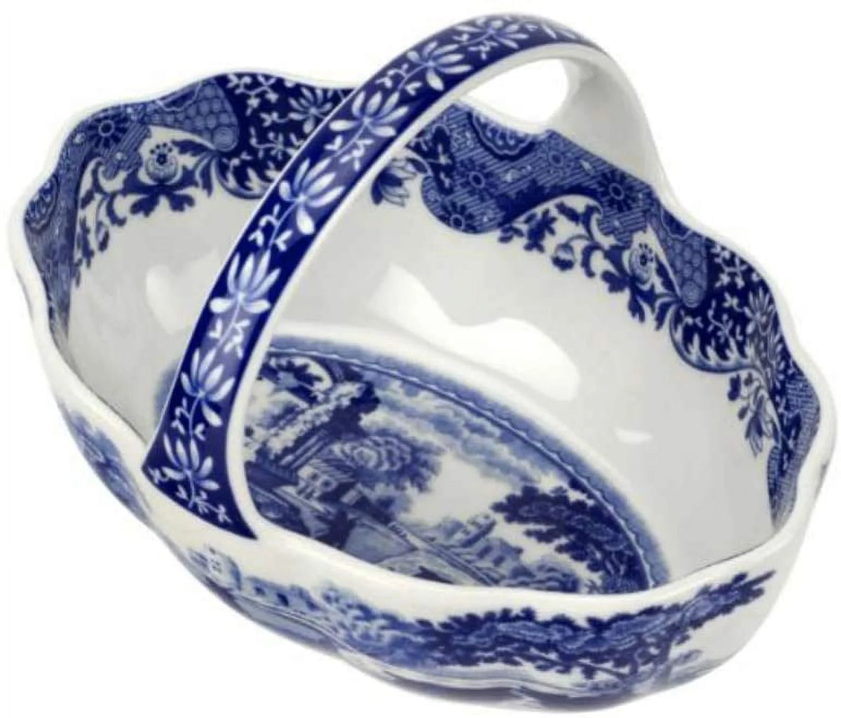 Blue Italian Small Handled Basket P454
