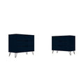 3-Drawer Midnight Blue Dresser Set of 2 O49453