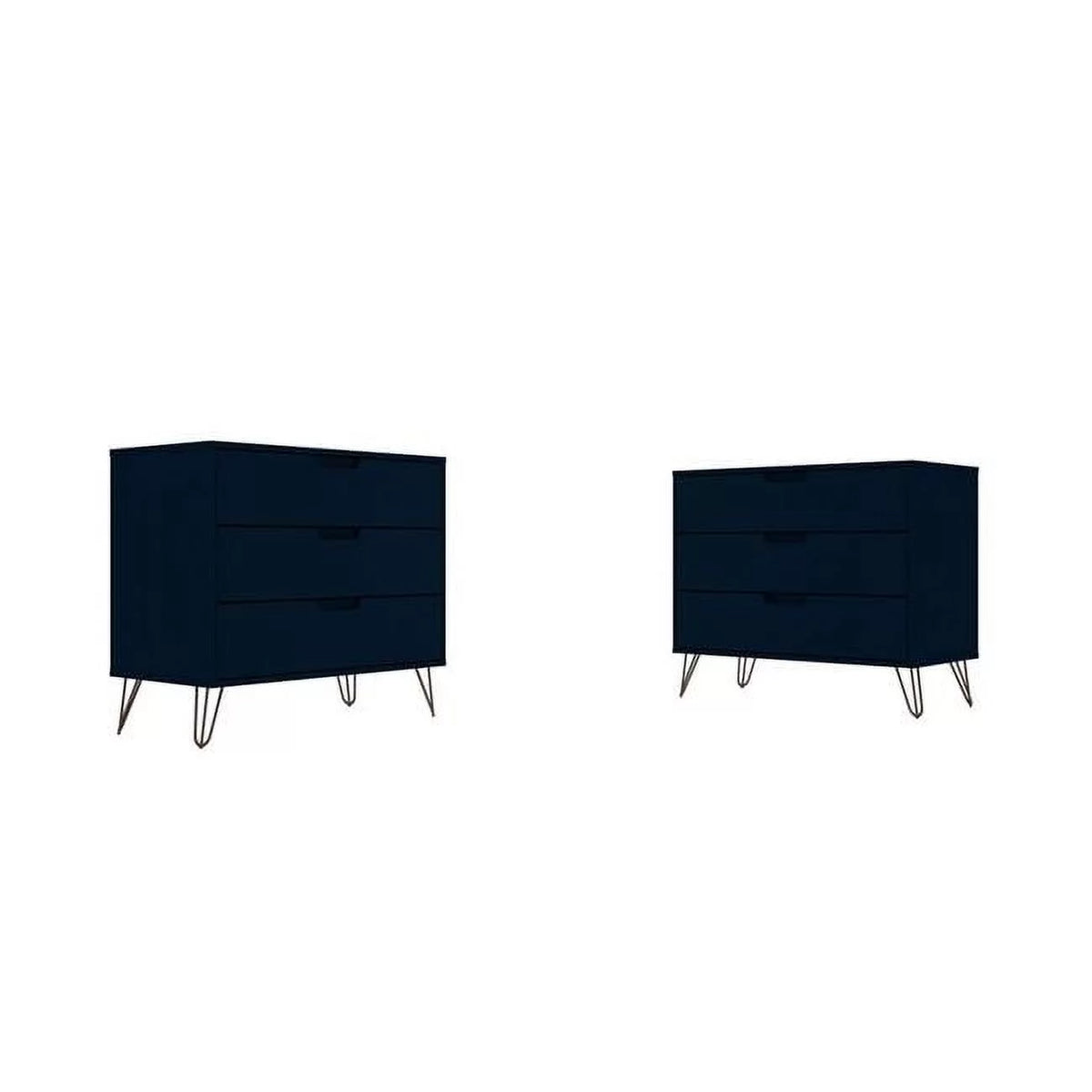 3-Drawer Midnight Blue Dresser Set of 2 O49453