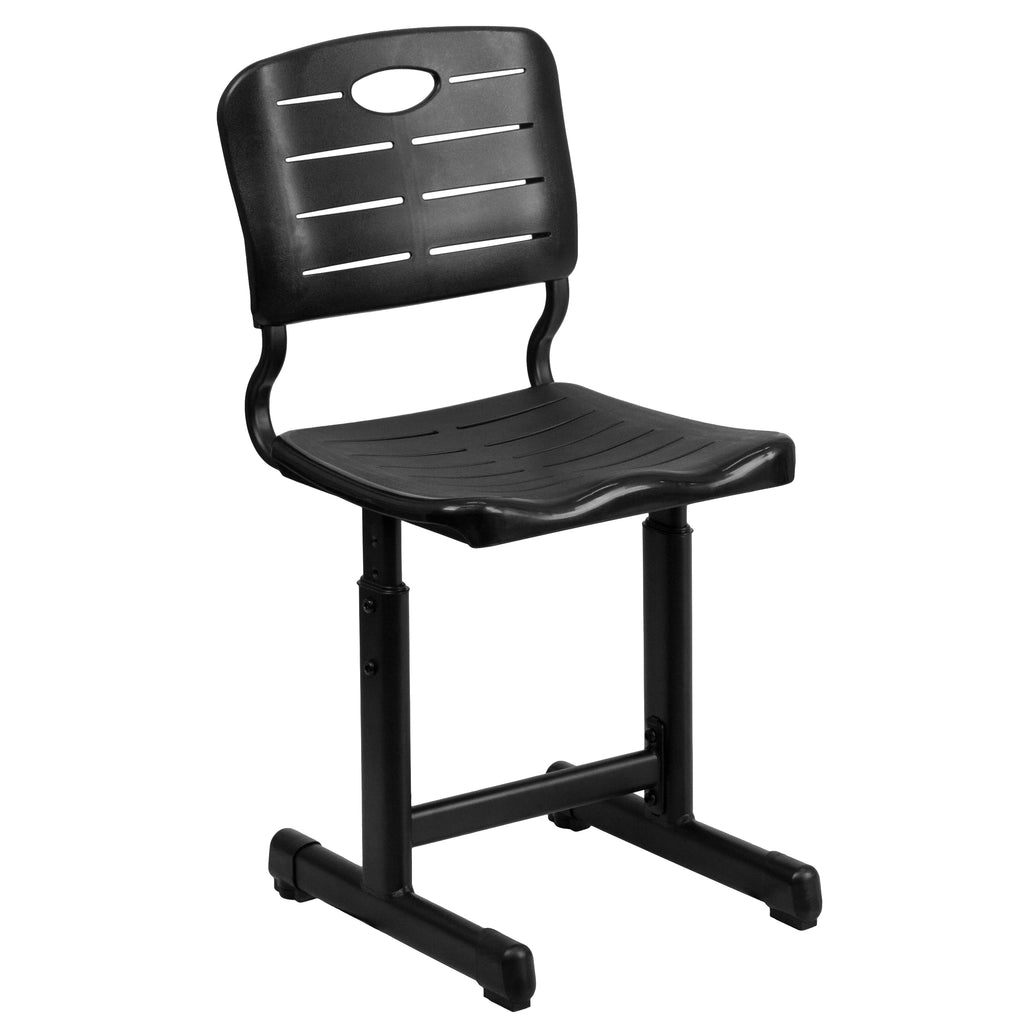 Adjustable Height Black Student Chair with Pedestal Frame B498389