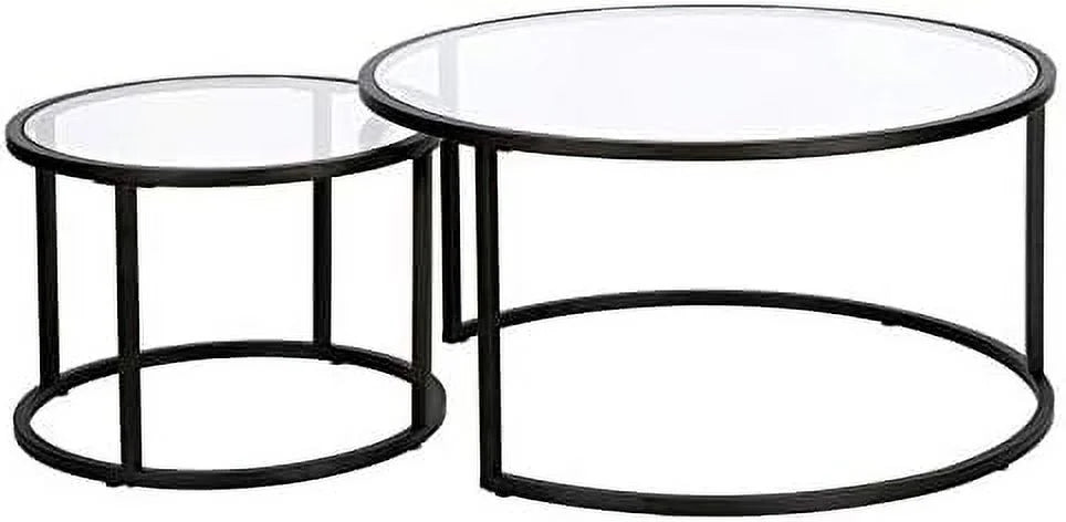 Black Glass Top Double Nesting Coffee Table P44441