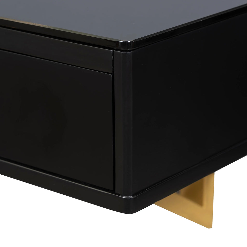 47" Wall-Mounted Vanity Table with 3 Drawer, Black and Golden V740