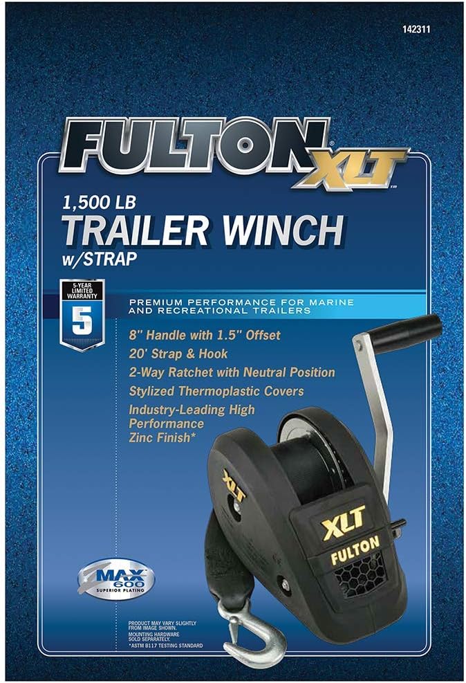 Single Speed Winch with 20' Strap and Cover 1400 lbs. Capacity S898