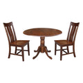 Solid Wood 3-Piece Dining Set with Dual Drop Leaf Table and 2 Splat Back Chairs W5104