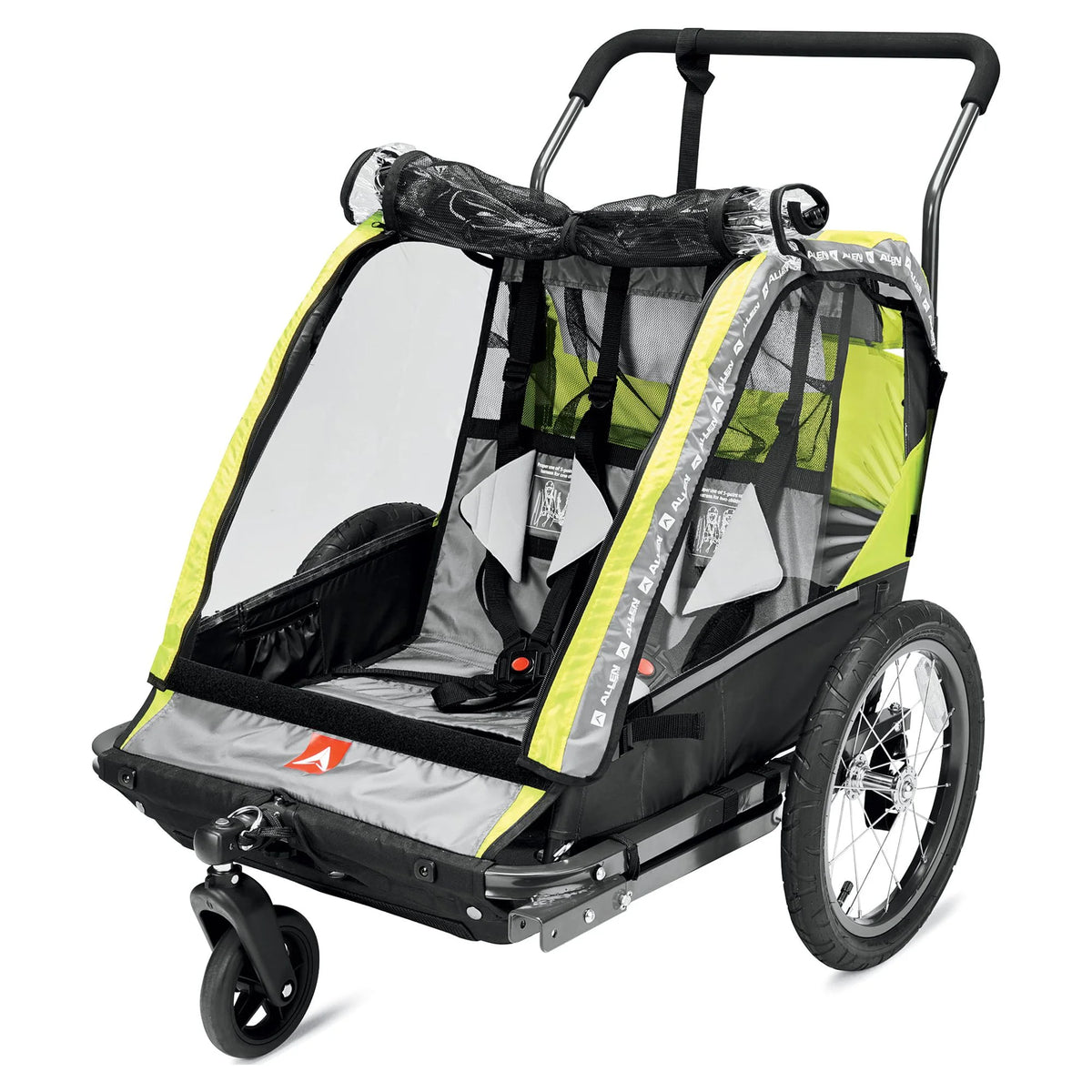 2-Child Bicycle Trailer & Stroller, 100 lbs, Green D84042