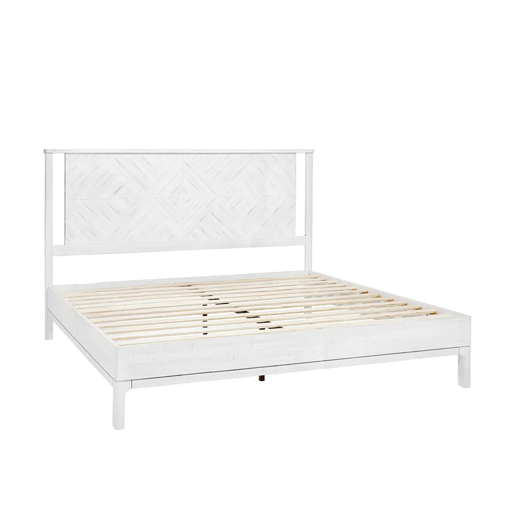 Queen Platform Bed Frame with Headboard Solid Wood Black H751366