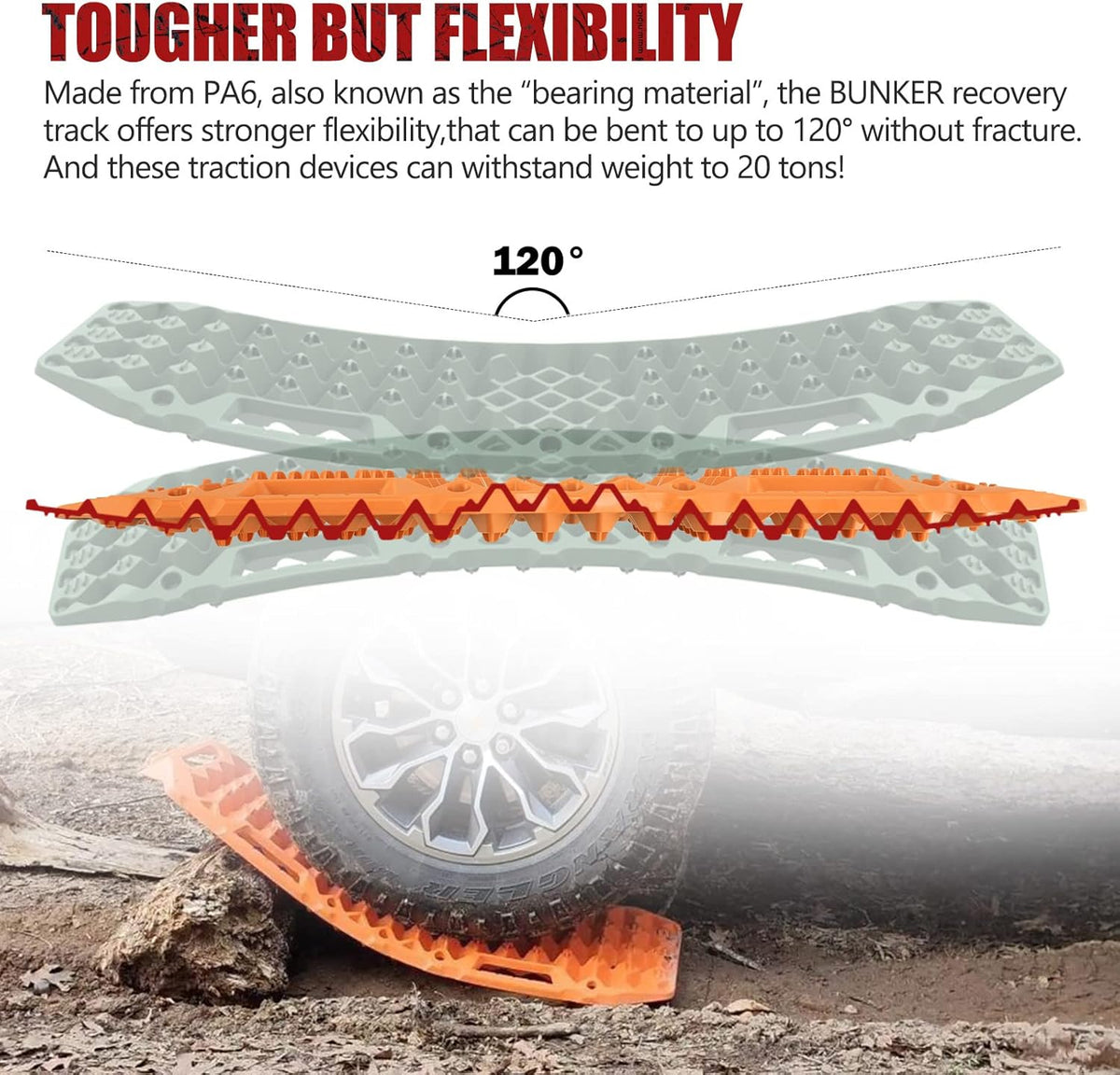 Orange 2 Pcs Off-Road Traction Boards with Carry Bag G388