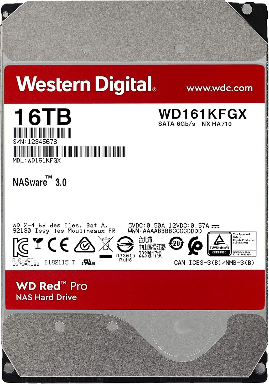 6TB NAS Internal Hard Drive HDD - 7200 RPM, SATA 6 Gb/s, CMR, 256 MB Cache, 3.5 S550