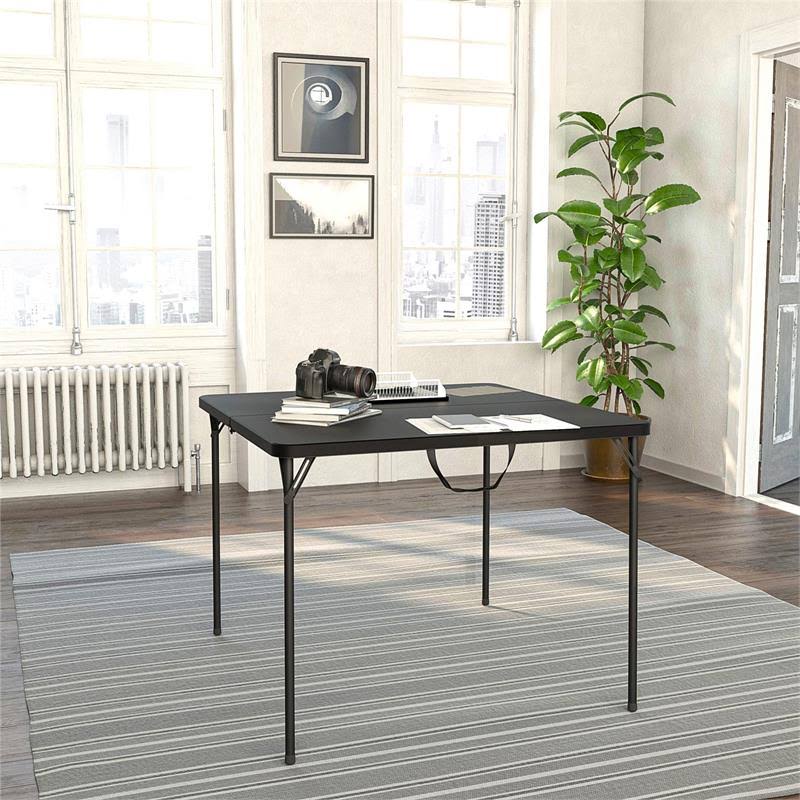 Black Resin Fold-in-Half Card Table N412256