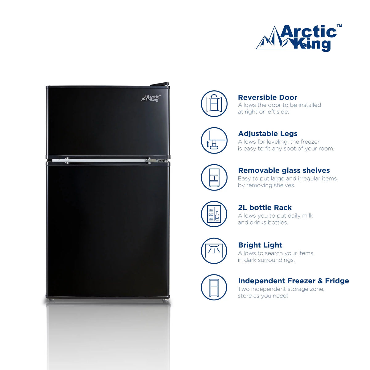 Black 3.2 Cu ft Two Door Mini Fridge with Freezer R728772
