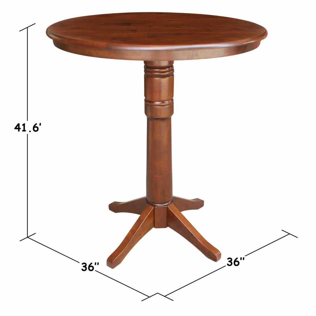 White Round Pedestal Bar Height Table N136934