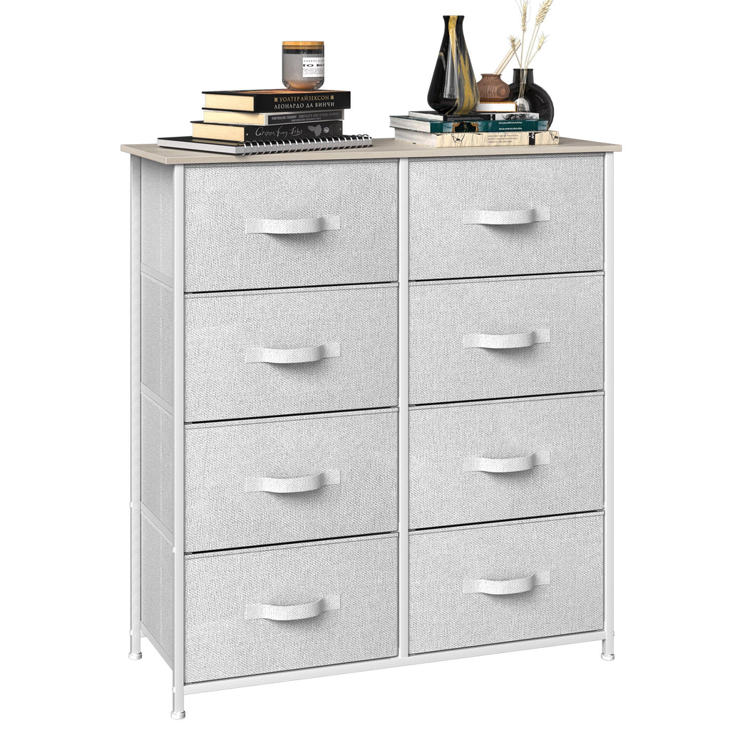 Light Gray 8 Fabric Drawers Storage Tower Q145650
