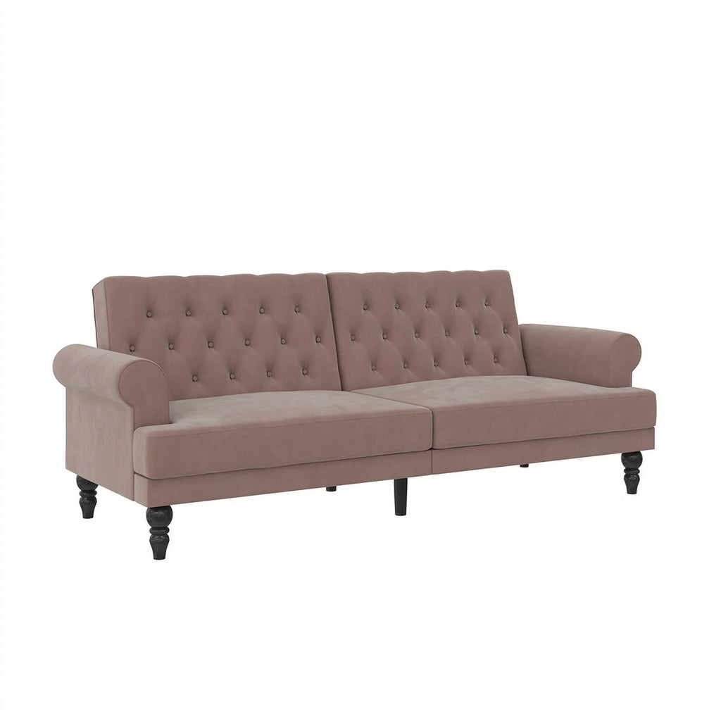 Blush Velvet Upholstered Futon D336