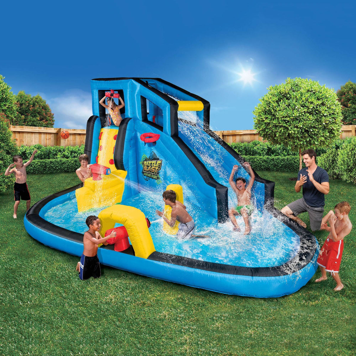 Inflatable Water Park Play Center with Water Slide and Splash Pool B833