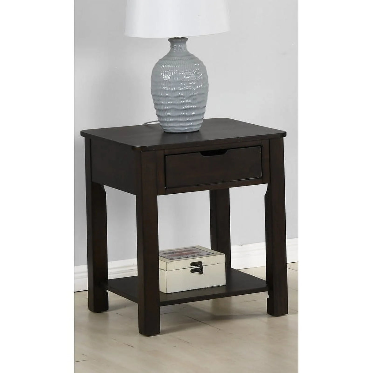 Dark Brown Engineered Wood End Table with Drawer Z983676