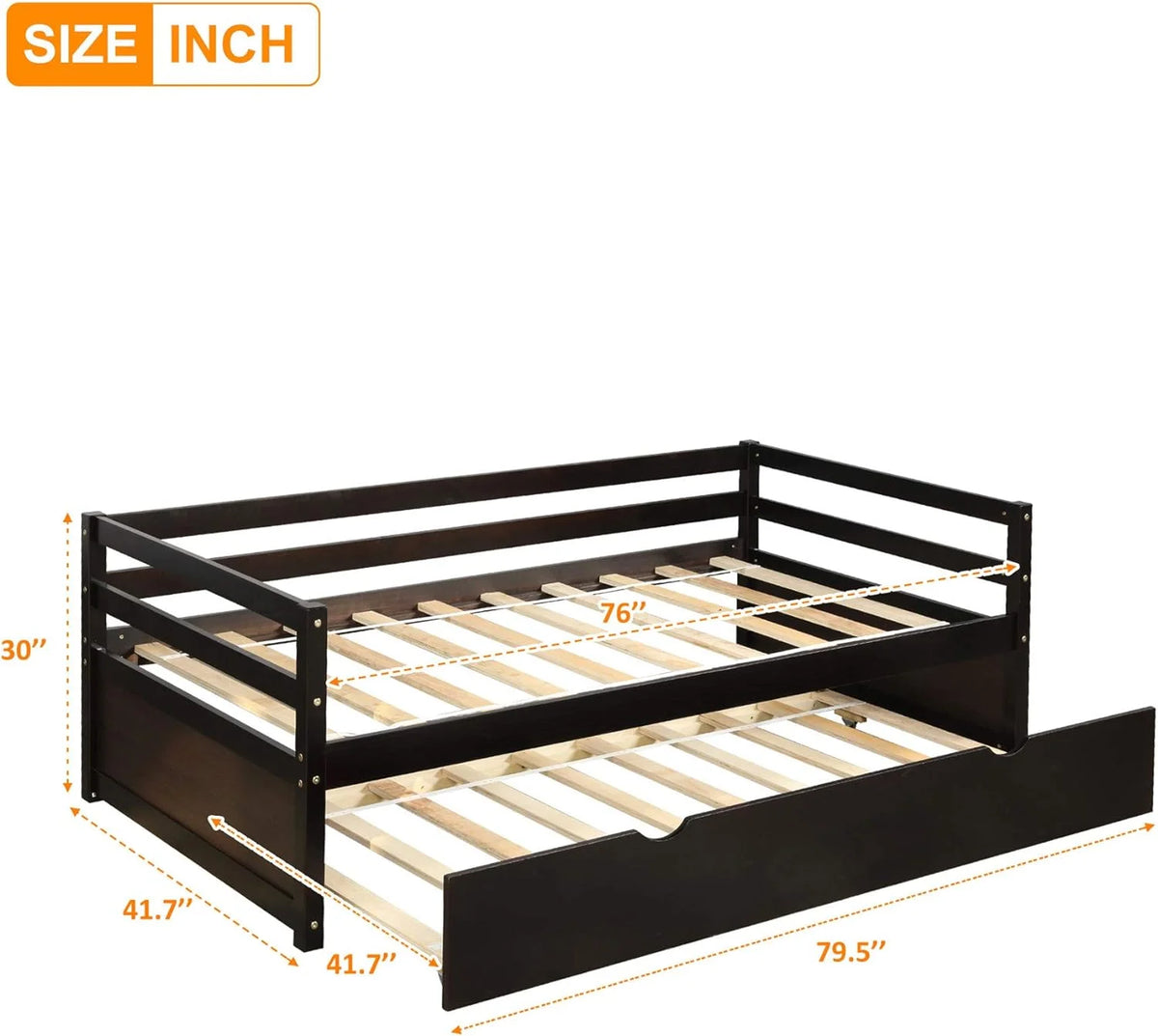 Espresso Wood Daybed Frame A3607