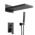 1-Handle 3-Spray Wall Mount Shower Faucet with 9 in. Waterfall Shower Head in Matte Black E731719