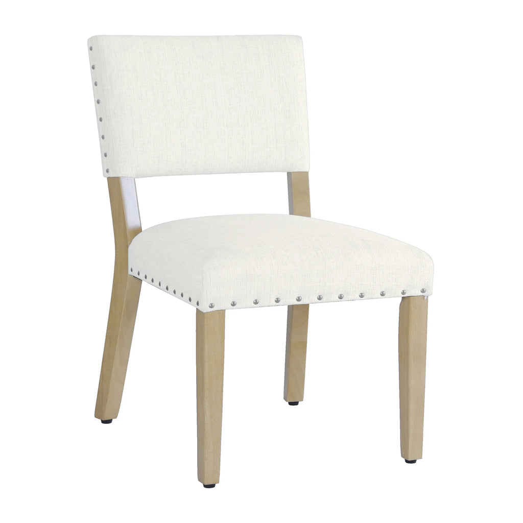 Open Back Dining Chair with Nailhead Trim, Set of 2, Cream J542321