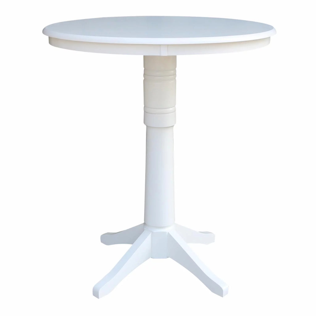 White Round Pedestal Bar Height Table N136934