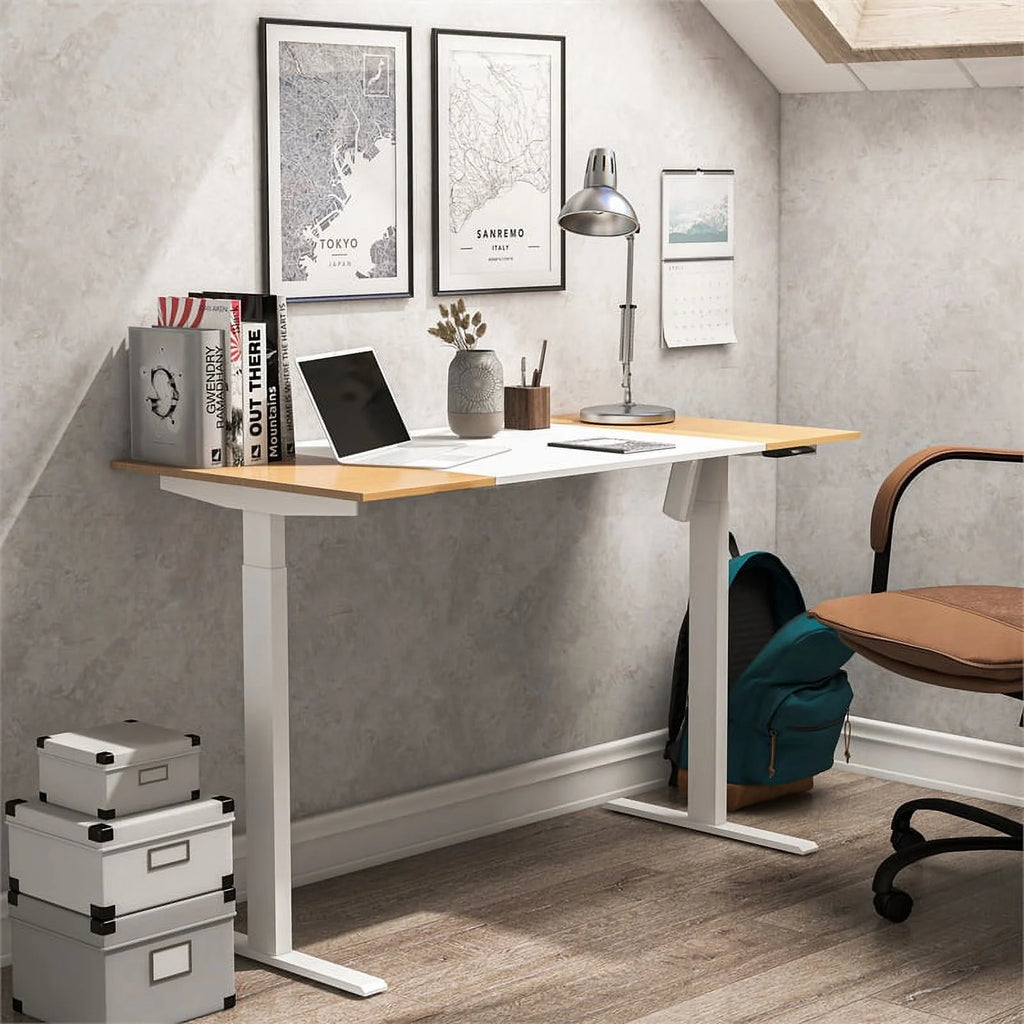 White Height Adjustable Wood and Metal Desk E4371