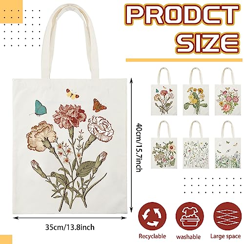 6 Pcs Canvas Book Totes Bags K991196