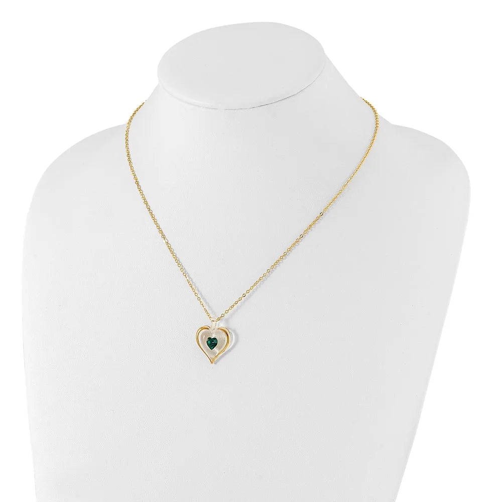 Glass Heart 18 inch Gold-tone Necklace D976