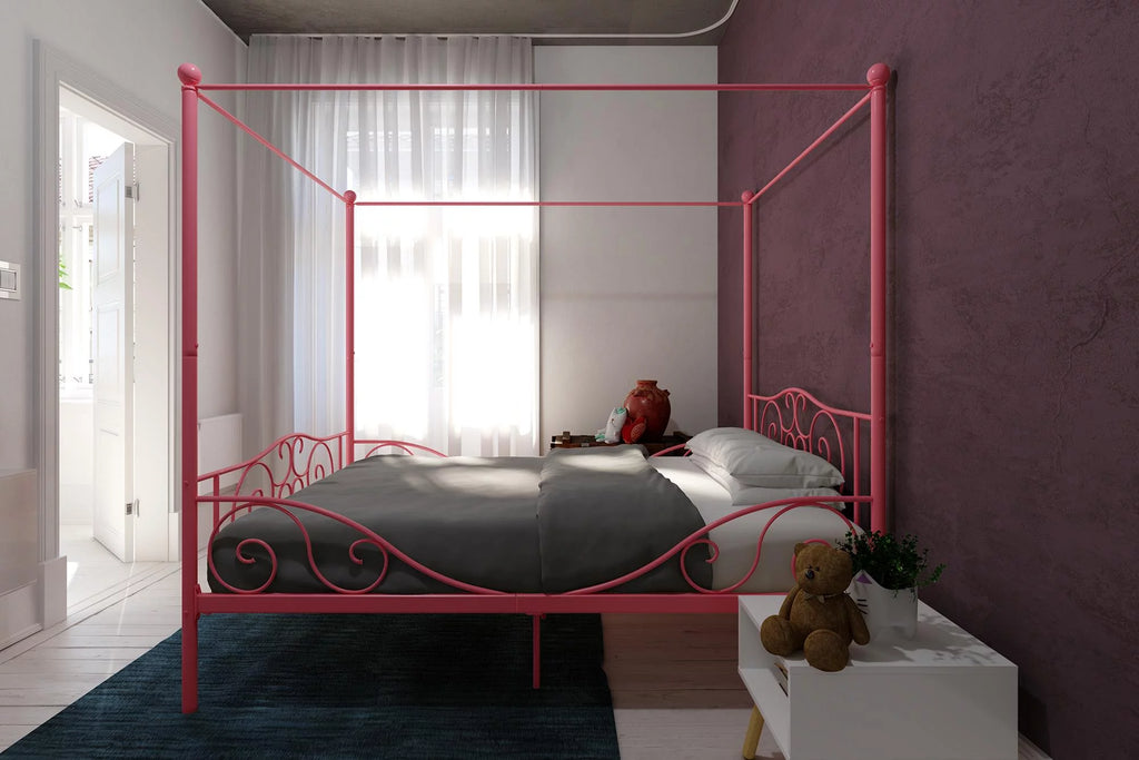 Gold Twin Canopy Metal Bed Q317