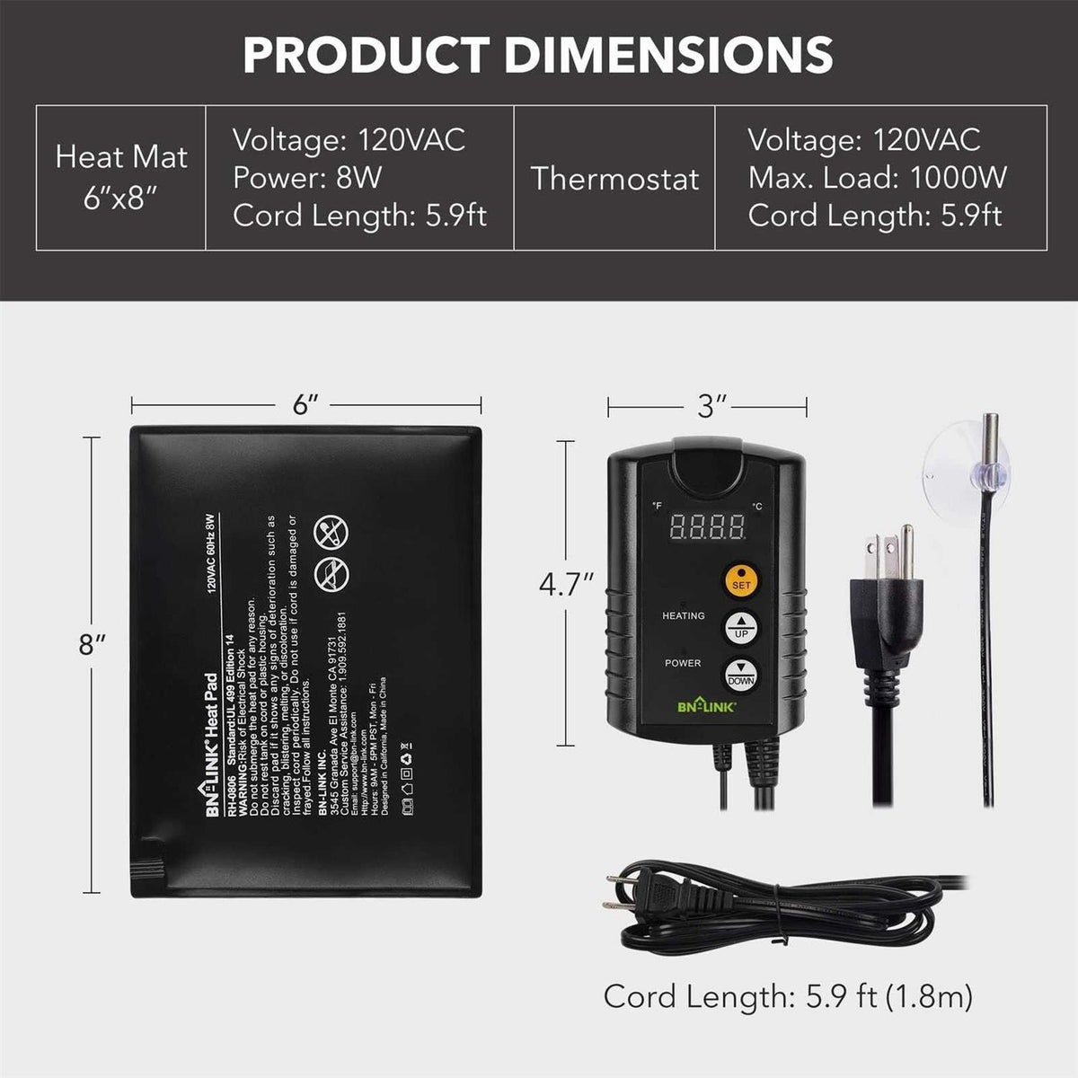 Reptile Heating Pad and Digital Thermostat Combo Set M7900