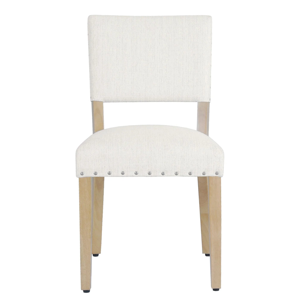 Open Back Dining Chair with Nailhead Trim, Set of 2, Cream J542321