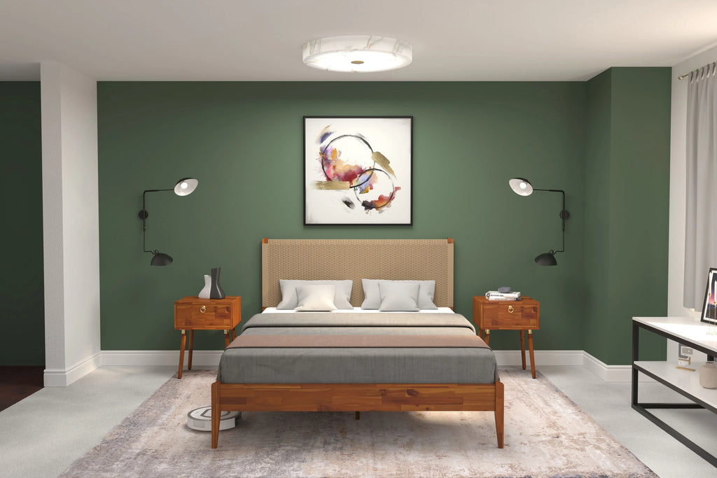 Queen Bed Frame with Paper Cord Headboard Z494