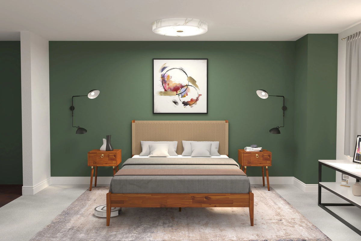 Queen Bed Frame with Paper Cord Headboard Z494