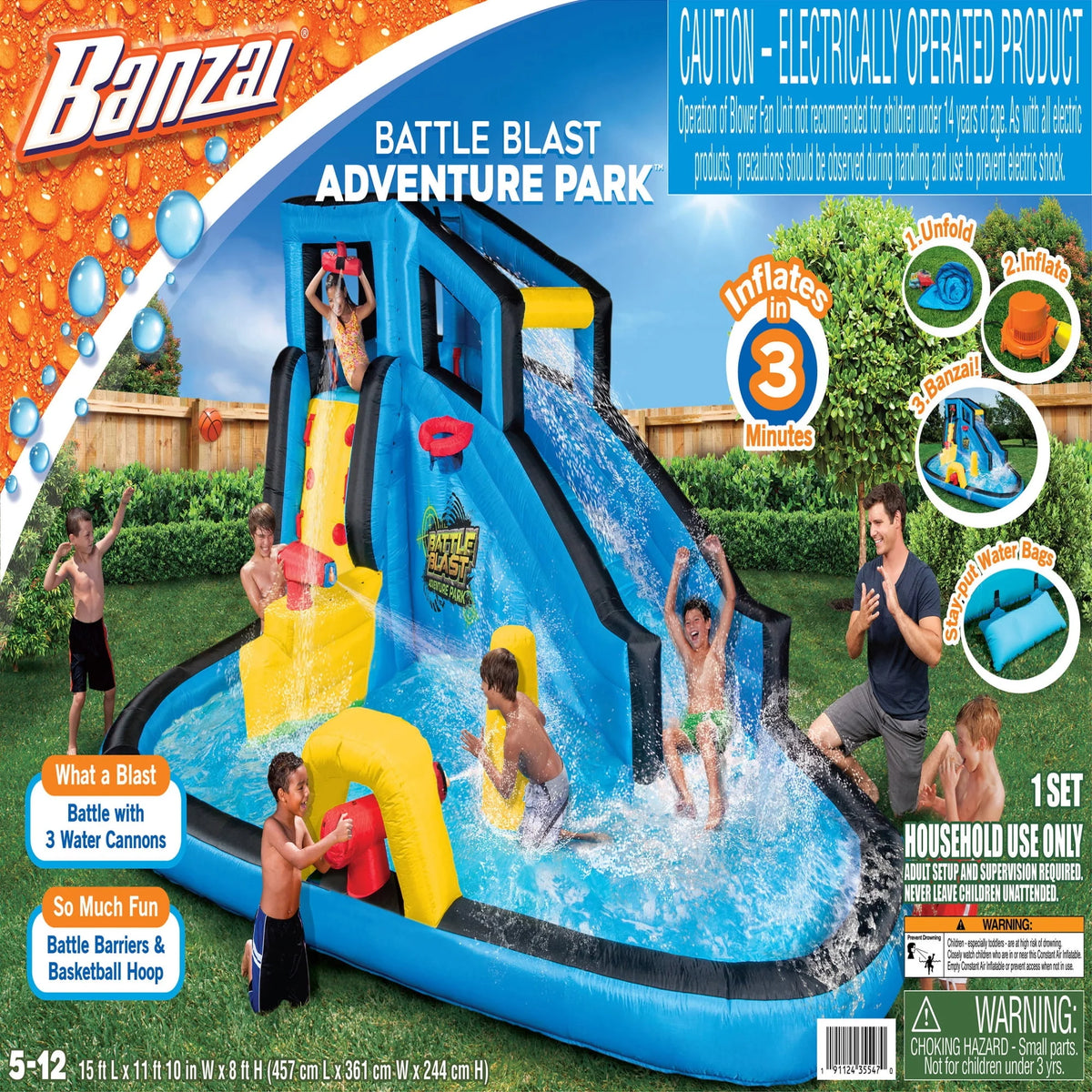 Inflatable Water Park Play Center with Water Slide and Splash Pool B833